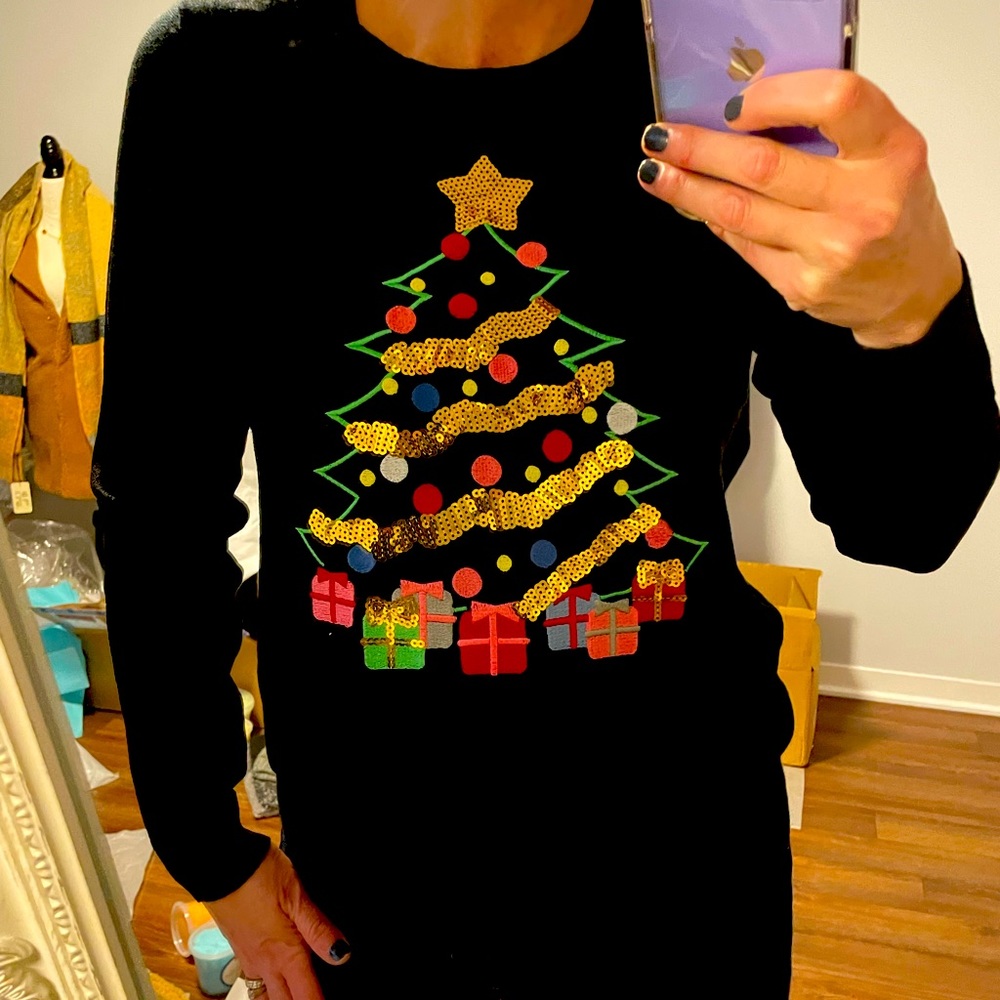 Vero Moda Christmas Tree sweater, Black or Red available.